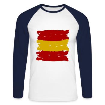 L’équipe espagnole - T-shirt baseball manches longues Homme - blanc/marine - Devant - Nik (191cm)
