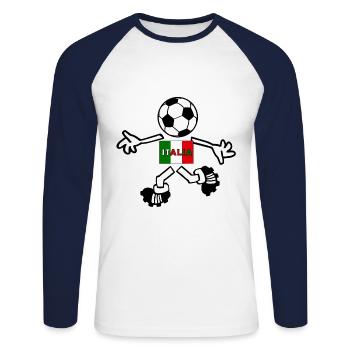 The footballer from Italy - Unisex Long Sleeve Baseball T-Shirt - white/navy - Front - Nik (191cm)