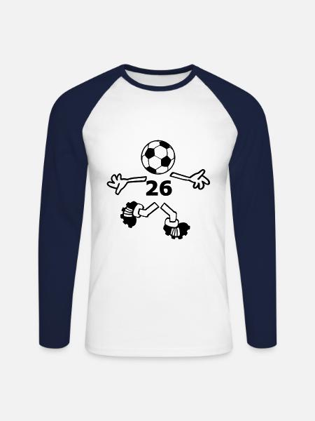 Nummer 26 - Unisex Baseballshirt langarm - Weiß/Navy