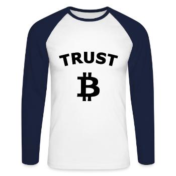 Faites confiance aux pièces - T-shirt baseball manches longues Homme - blanc/marine - Devant - Nik (191cm)