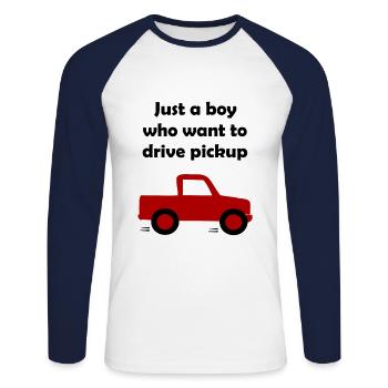 Chauffeur de camionnette - T-shirt baseball manches longues Homme - blanc/marine - Devant - Nik (191cm)