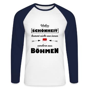 Schönheit aus Böhmen - Unisex Baseballshirt langarm - Weiß/Navy - Vorne - Nik (191cm)