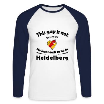 Le cœur de Heidelberg - T-shirt baseball manches longues Homme - blanc/marine - Devant - Nik (191cm)