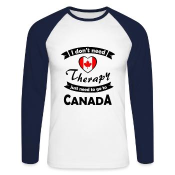 Amoureux du Canada - T-shirt baseball manches longues Homme - blanc/marine - Devant - Nik (191cm)