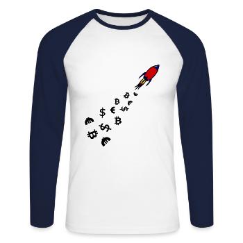 Wall Street Investors - Unisex Long Sleeve Baseball T-Shirt - white/navy - Front - Nik (191cm)