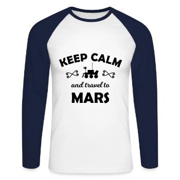 The journey to Mars - Unisex Long Sleeve Baseball T-Shirt - white/navy - Front - Nik (191cm)