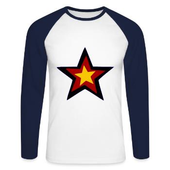 Zuhause in Germany - Unisex Baseballshirt langarm - Weiß/Navy - Vorne - Nik (191cm)