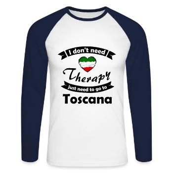 Trip to Tuscany - Unisex Long Sleeve Baseball T-Shirt - white/navy - Front - Nik (191cm)