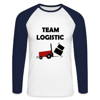 The Logistics Team - Unisex Long Sleeve Baseball T-Shirt - white/navy - Front - Nik (191cm)