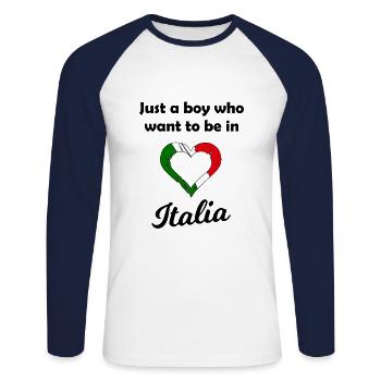 A heart for Italy - Unisex Long Sleeve Baseball T-Shirt - white/navy - Front - Nik (191cm)