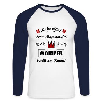 Herr aus Mainz - Unisex Baseballshirt langarm - Weiß/Navy - Vorne - Nik (191cm)