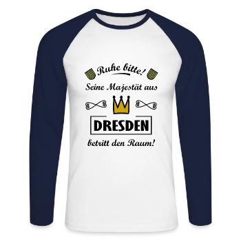 Die Dresdner - Unisex Baseballshirt langarm - Weiß/Navy - Vorne - Nik (191cm)