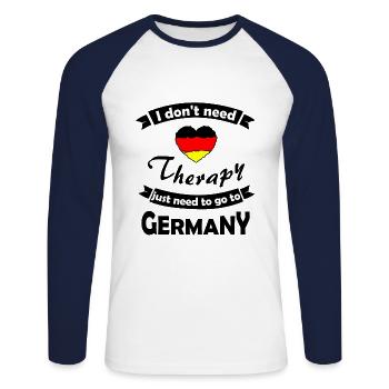 Zuhause in Germany - Unisex Baseballshirt langarm - Weiß/Navy - Vorne - Nik (191cm)