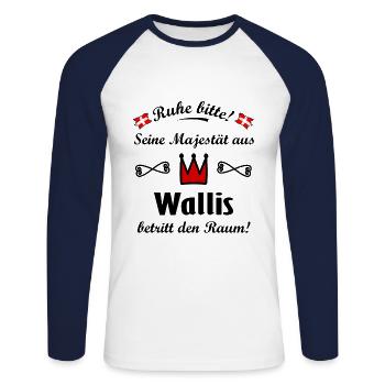 Walliser Majestäten - Unisex Baseballshirt langarm - Weiß/Navy - Vorne - Nik (191cm)