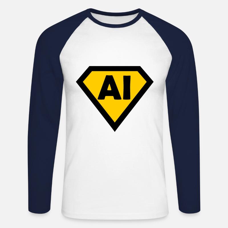 Intelligence and Coding - Unisex Long Sleeve Baseball T-Shirt - white/navy