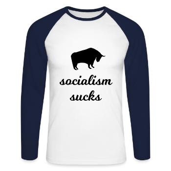 Der lustige Anti Sozialist - Unisex Baseballshirt langarm - Weiß/Navy - Vorne - Nik (191cm)