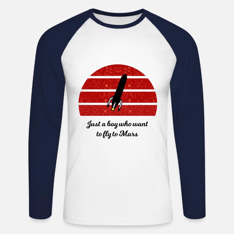 Mars Entdeckung - Unisex Baseballshirt langarm - Weiß/Navy