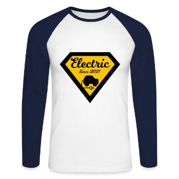 Electric vehicles - Unisex Long Sleeve Baseball T-Shirt - white/navy - Front - Nik (191cm)