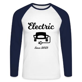 The electrics cars - Unisex Long Sleeve Baseball T-Shirt - white/navy - Front - Nik (191cm)