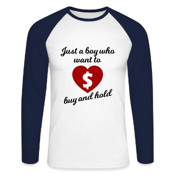 Der Aktien Liebhaber - Unisex Baseballshirt langarm - Weiß/Navy - Vorne - Nik (191cm)