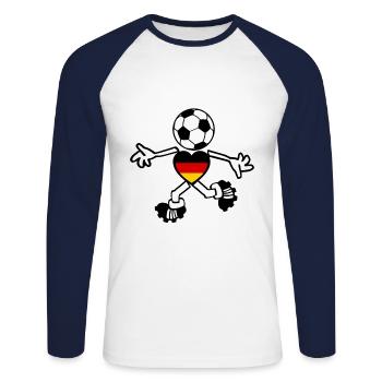 Der deutsche Fußball Spieler - Unisex Baseballshirt langarm - Weiß/Navy - Vorne - Nik (191cm)