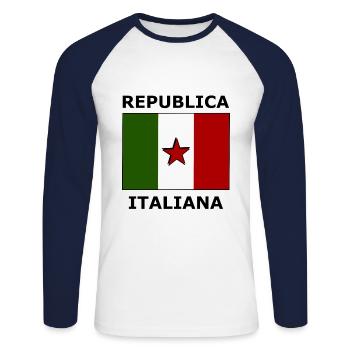 The Republic of Italy - Unisex Long Sleeve Baseball T-Shirt - white/navy - Front - Nik (191cm)