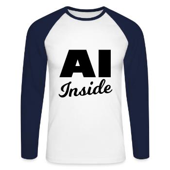 Die Cyber Profis - Unisex Baseballshirt langarm - Weiß/Navy - Vorne - Nik (191cm)