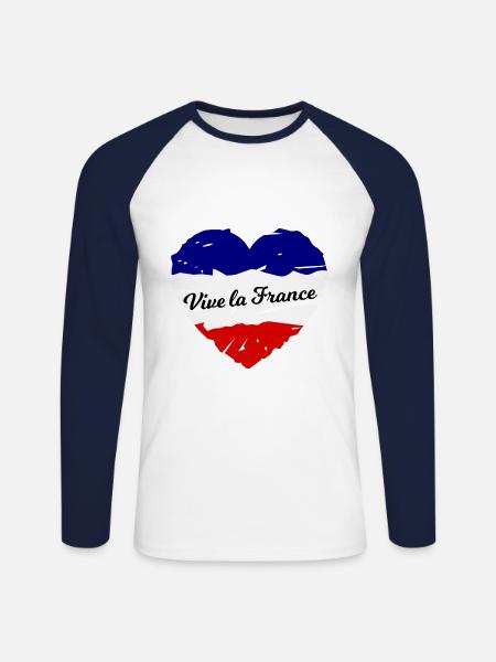 Das schöne Frankreich - Unisex Baseballshirt langarm - Weiß/Navy