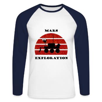 The Space Expedition - Unisex Long Sleeve Baseball T-Shirt - white/navy - Front - Nik (191cm)