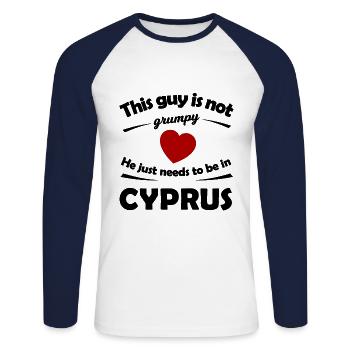 Vacances à Chypre - T-shirt baseball manches longues Homme - blanc/marine - Devant - Nik (191cm)