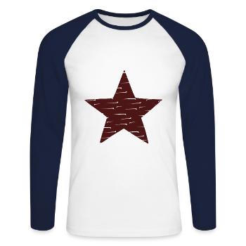 Star et socialisme - T-shirt baseball manches longues Homme - blanc/marine - Devant - Nik (191cm)