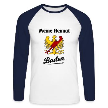 Zuhause im Badnerland - Unisex Baseballshirt langarm - Weiß/Navy - Vorne - Nik (191cm)