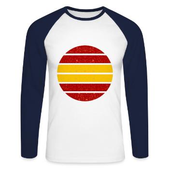 Les Espagnols - T-shirt baseball manches longues Homme - blanc/marine - Devant - Nik (191cm)
