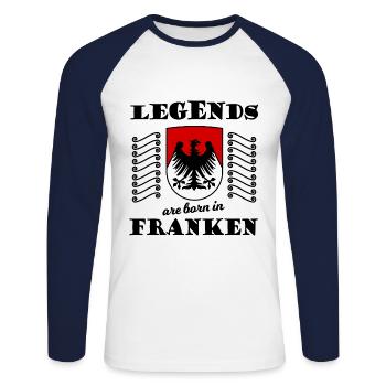Born in Nuremberg - Unisex Long Sleeve Baseball T-Shirt - white/navy - Front - Nik (191cm)