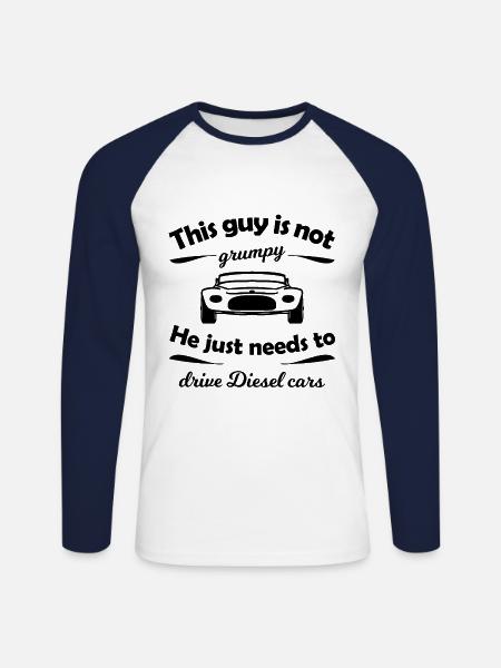 Die Diesel Auto Fahrer - Unisex Baseballshirt langarm - Weiß/Navy