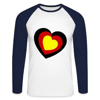 Le cœur germanique - T-shirt baseball manches longues Homme - blanc/marine - Devant - Nik (191cm)