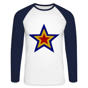 The Romanian Star - Unisex Long Sleeve Baseball T-Shirt - white/navy - Front - Nik (191cm)