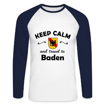 Holidays in beautiful Baden - Unisex Long Sleeve Baseball T-Shirt - white/navy - Front - Nik (191cm)