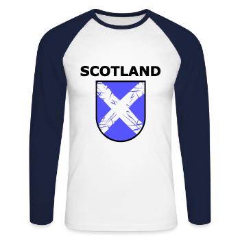 Beautiful Scotland - Unisex Long Sleeve Baseball T-Shirt - white/navy - Front - Nik (191cm)