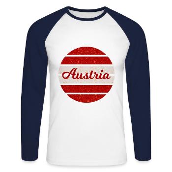 Zuhause in Austria - Unisex Baseballshirt langarm - Weiß/Navy - Vorne - Nik (191cm)