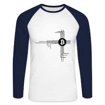 Coin und Leitungen - Unisex Baseballshirt langarm - Weiß/Navy - Vorne - Nik (191cm)