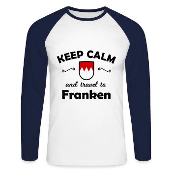 Voyage en Franconie - T-shirt baseball manches longues Homme - blanc/marine - Devant - Nik (191cm)