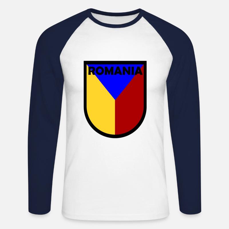 Die Rumänen - Unisex Baseballshirt langarm - Weiß/Navy