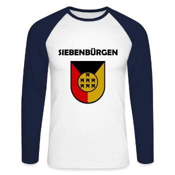 Les Saxons de Transylvanie - T-shirt baseball manches longues Homme - blanc/marine - Devant - Nik (191cm)