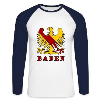 Les habitants de Baden au sud - T-shirt baseball manches longues Homme - blanc/marine - Devant - Nik (191cm)