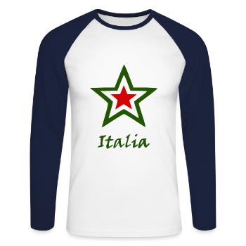 Homeland: Italy - Unisex Long Sleeve Baseball T-Shirt - white/navy - Front - Nik (191cm)