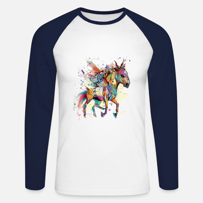Miggi die Stute - Unisex Baseballshirt langarm - Weiß/Navy