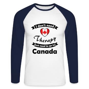 Voyage au Canada - T-shirt baseball manches longues Homme - blanc/marine - Devant - Nik (191cm)
