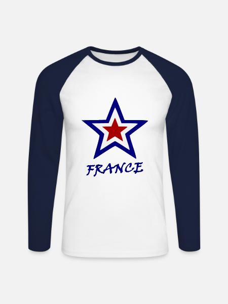 Homesickness for France - Unisex Long Sleeve Baseball T-Shirt - white/navy