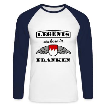 Les héros de Franconie - T-shirt baseball manches longues Homme - blanc/marine - Devant - Nik (191cm)